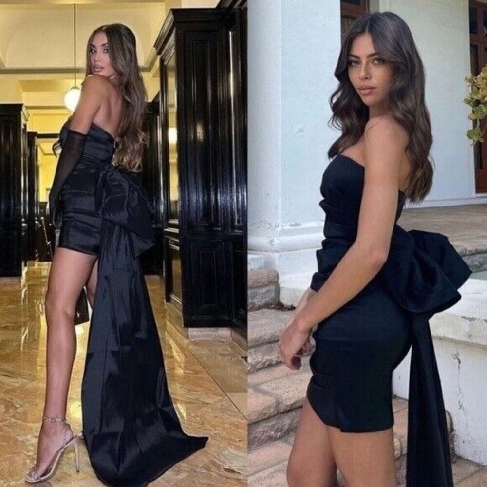 Nookie Adore 2Way Dress in Black Mini Strapless Evening Black Tie Cocktail Flaw*